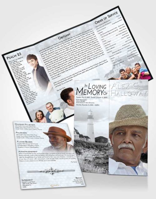 Obituary Funeral Template Gatefold Memorial Brochure Freedom Lighthouse Secret