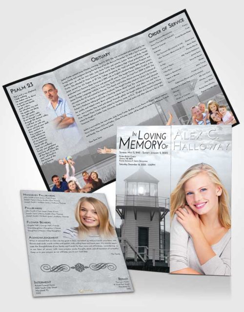 Obituary Funeral Template Gatefold Memorial Brochure Freedom Lighthouse Surprise