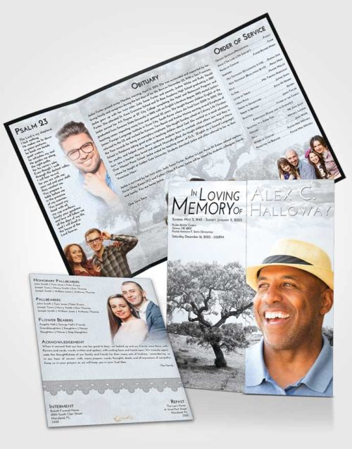 Obituary Funeral Template Gatefold Memorial Brochure Freedom Loving Leaves