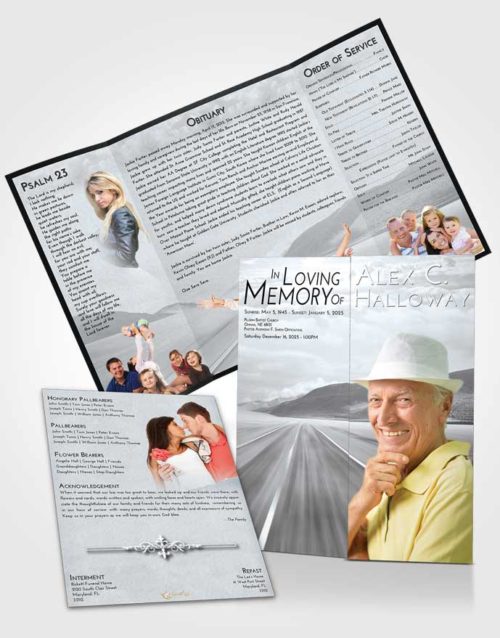 Obituary Funeral Template Gatefold Memorial Brochure Freedom Morning Highway
