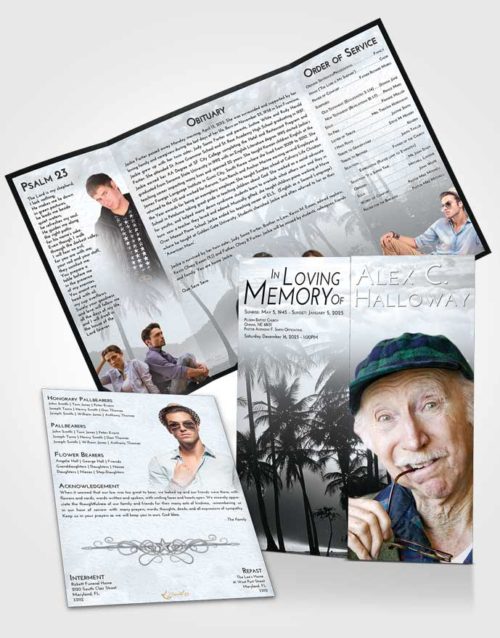 Obituary Funeral Template Gatefold Memorial Brochure Freedom Palm Paradise