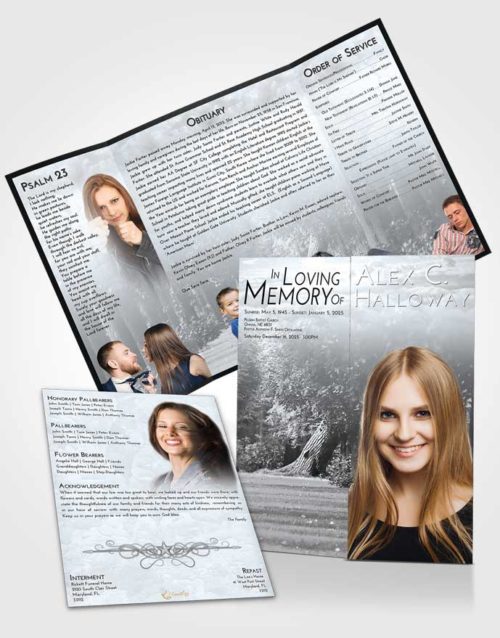 Obituary Funeral Template Gatefold Memorial Brochure Freedom Summer Forest