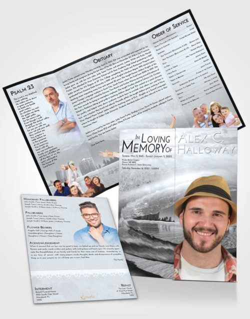 Obituary Funeral Template Gatefold Memorial Brochure Freedom Summer Waves