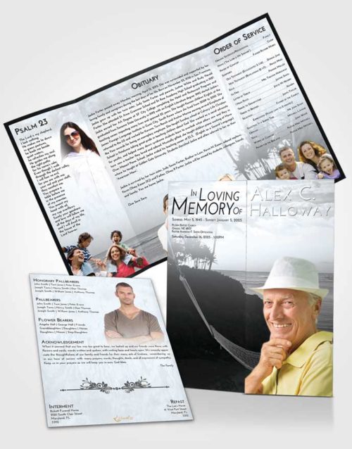 Obituary Funeral Template Gatefold Memorial Brochure Freedom Sunset in a Hammock