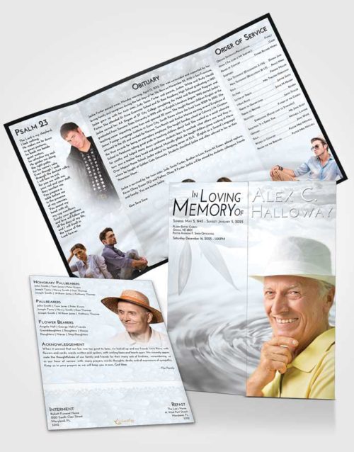 Obituary Funeral Template Gatefold Memorial Brochure Freedom Water Droplet