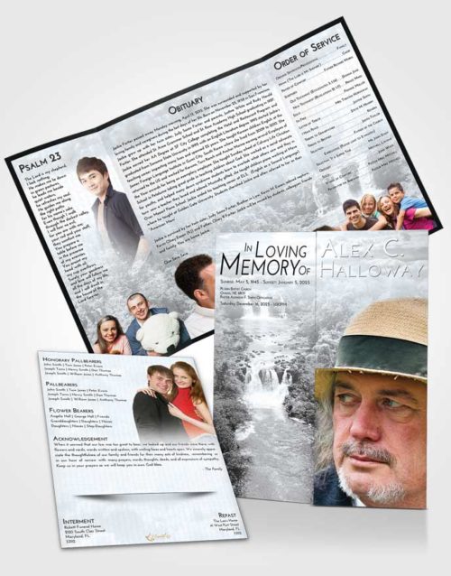 Obituary Funeral Template Gatefold Memorial Brochure Freedom Waterfall Liberty