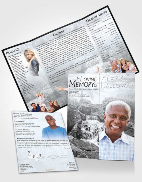 Obituary Funeral Template Gatefold Memorial Brochure Freedom Waterfall Masterpiece