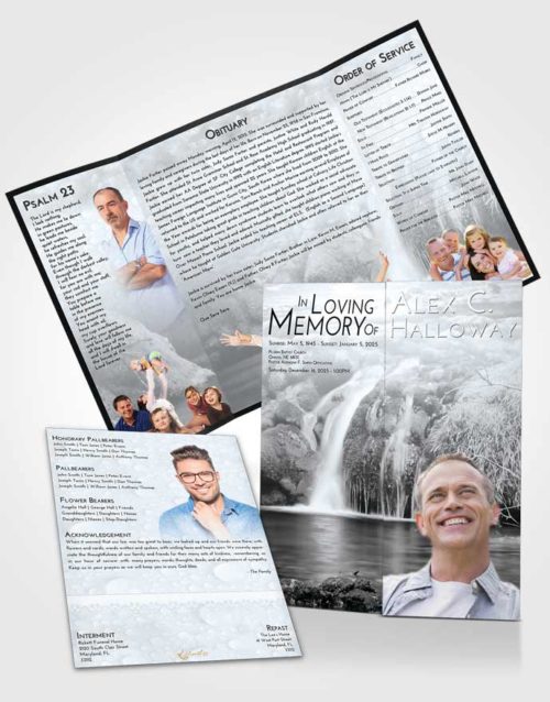 Obituary Funeral Template Gatefold Memorial Brochure Freedom Waterfall Paradise