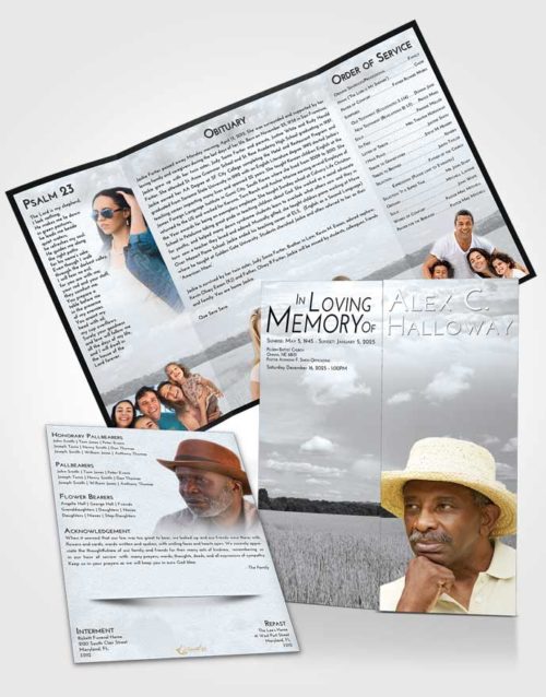 Obituary Funeral Template Gatefold Memorial Brochure Freedom Wheat Serenity