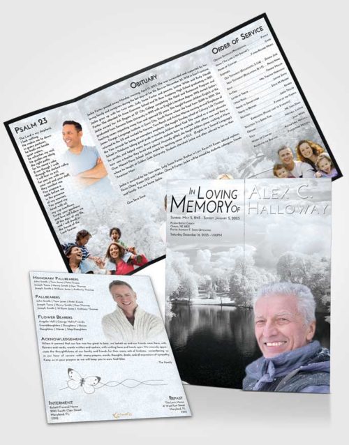 Obituary Funeral Template Gatefold Memorial Brochure Freedom White Winter Park