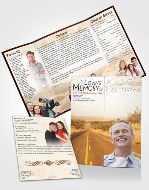 Obituary Funeral Template Gatefold Memorial Brochure Golden Highway Cruise