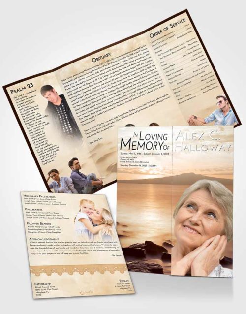 Obituary Funeral Template Gatefold Memorial Brochure Golden Lake Front