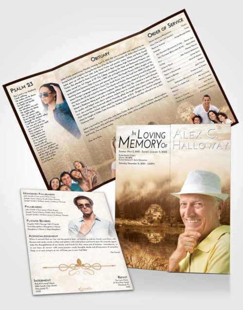 Obituary Funeral Template Gatefold Memorial Brochure Golden Lake House