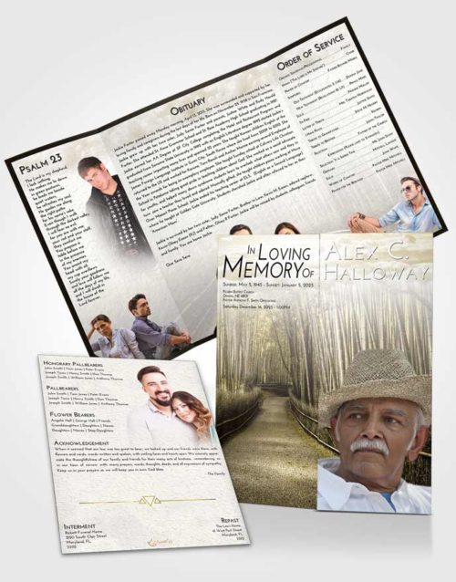 Obituary Funeral Template Gatefold Memorial Brochure Harmony Bamboo Forest