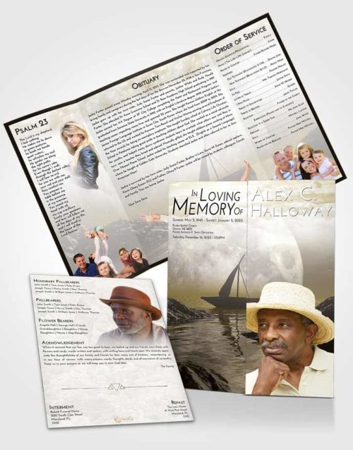 Obituary Funeral Template Gatefold Memorial Brochure Harmony Calm Waters