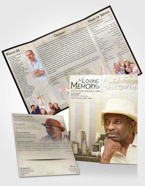 Obituary Funeral Template Gatefold Memorial Brochure Harmony Cityscape