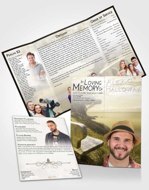 Obituary Funeral Template Gatefold Memorial Brochure Harmony Coastal Gaze