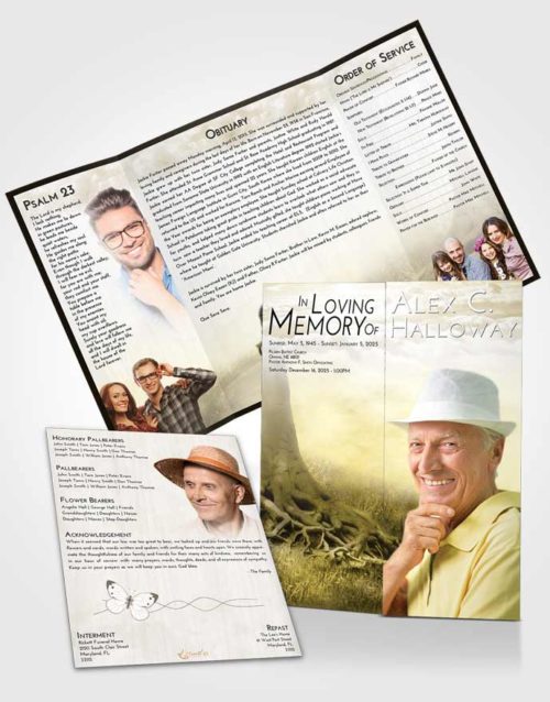 Obituary Funeral Template Gatefold Memorial Brochure Harmony Deep Roots