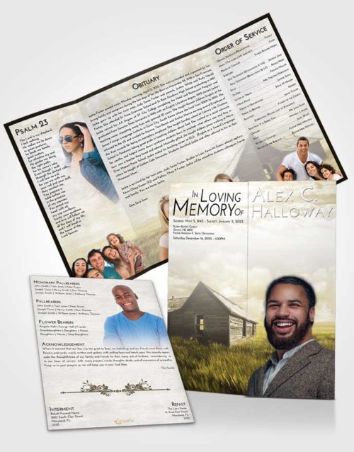 Obituary Funeral Template Gatefold Memorial Brochure Harmony Farming Life