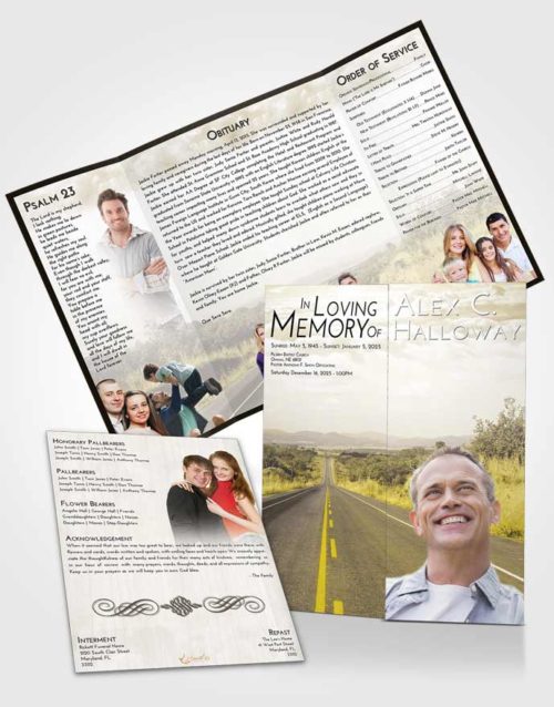 Obituary Funeral Template Gatefold Memorial Brochure Harmony Highway Cruise