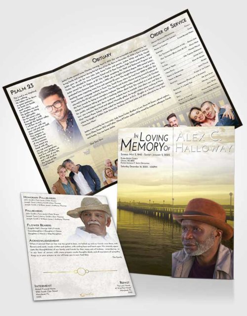Obituary Funeral Template Gatefold Memorial Brochure Harmony Lake Drive