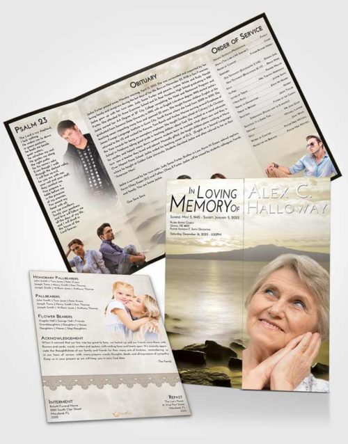 Obituary Funeral Template Gatefold Memorial Brochure Harmony Lake Front