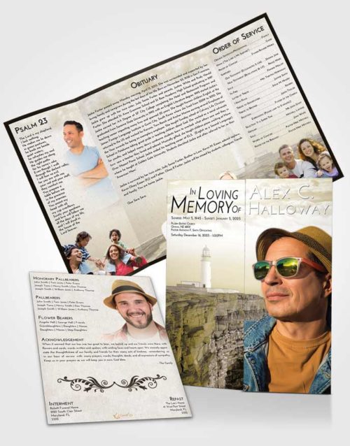 Obituary Funeral Template Gatefold Memorial Brochure Harmony Lighthouse Point