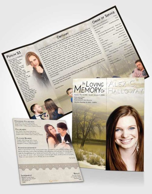 Obituary Funeral Template Gatefold Memorial Brochure Harmony Lovely Lake
