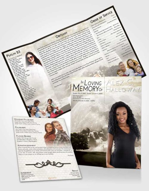 Obituary Funeral Template Gatefold Memorial Brochure Harmony Moon Gaze