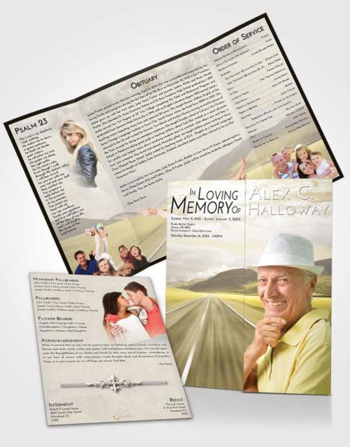 Obituary Funeral Template Gatefold Memorial Brochure Harmony Morning Highway