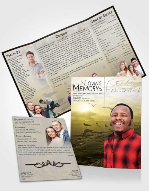 Obituary Funeral Template Gatefold Memorial Brochure Harmony Natural Beach
