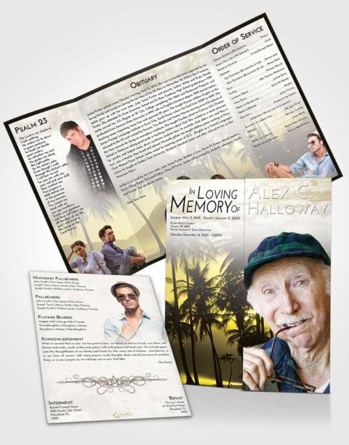 Obituary Funeral Template Gatefold Memorial Brochure Harmony Palm Paradise