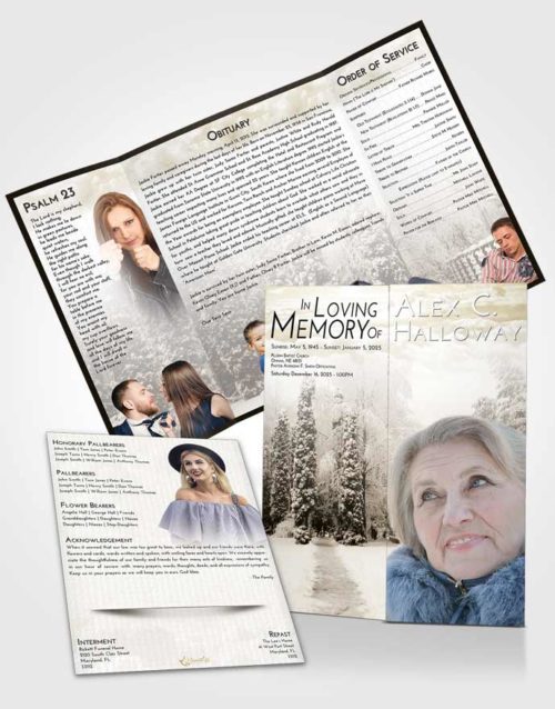 Obituary Funeral Template Gatefold Memorial Brochure Harmony Snow Garden