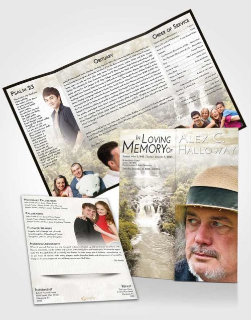 Obituary Funeral Template Gatefold Memorial Brochure Harmony Waterfall Liberty