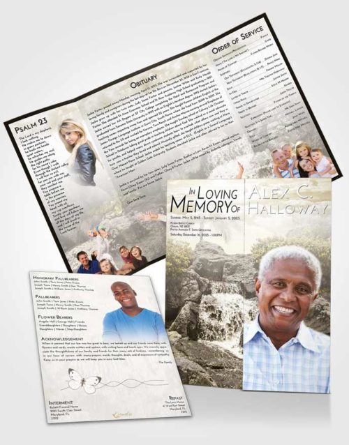Obituary Funeral Template Gatefold Memorial Brochure Harmony Waterfall Masterpiece