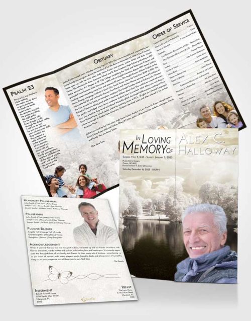 Obituary Funeral Template Gatefold Memorial Brochure Harmony White Winter Park