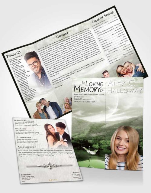 Obituary Funeral Template Gatefold Memorial Brochure Loving Astonishing Moon