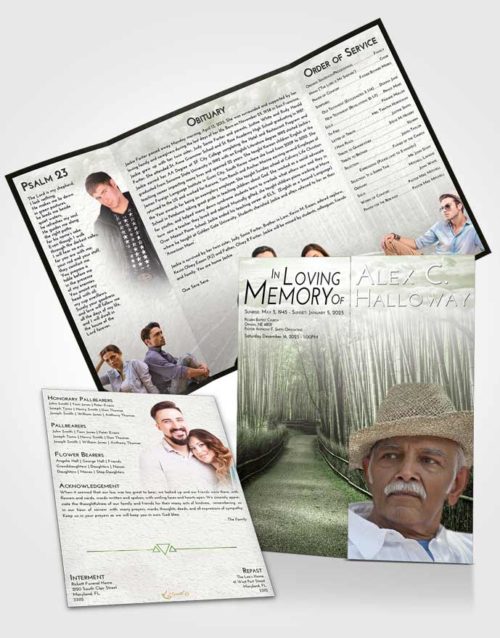 Obituary Funeral Template Gatefold Memorial Brochure Loving Bamboo Forest