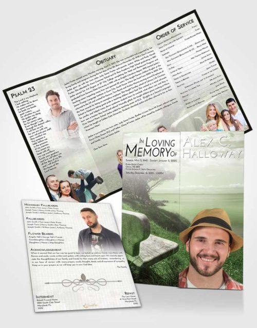 Obituary Funeral Template Gatefold Memorial Brochure Loving Coastal Gaze