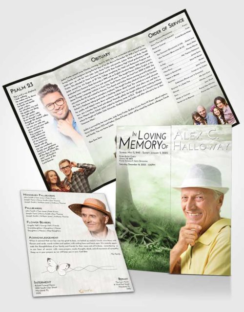 Obituary Funeral Template Gatefold Memorial Brochure Loving Deep Roots
