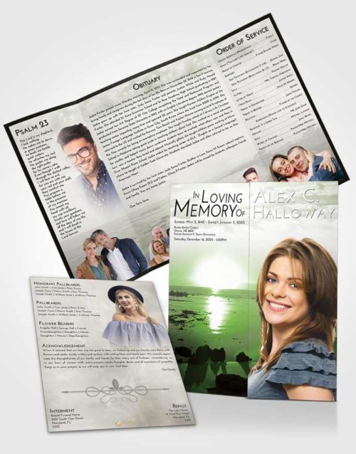 Obituary Funeral Template Gatefold Memorial Brochure Loving Early Rise