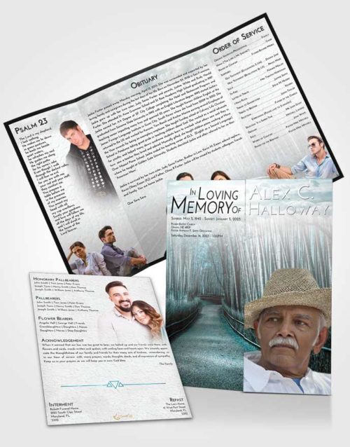 Obituary Funeral Template Gatefold Memorial Brochure Loving Embrace Bamboo Forest