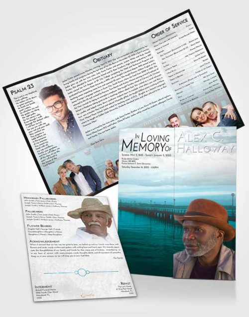 Obituary Funeral Template Gatefold Memorial Brochure Loving Embrace Lake Drive