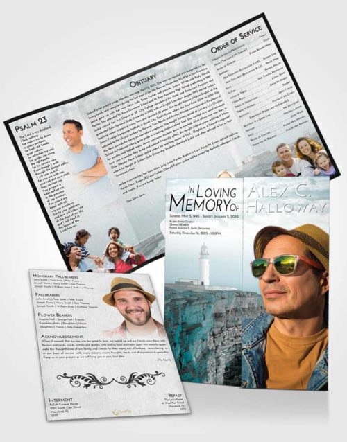 Obituary Funeral Template Gatefold Memorial Brochure Loving Embrace Lighthouse Point