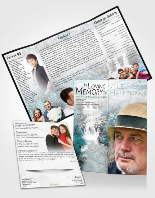Obituary Funeral Template Gatefold Memorial Brochure Loving Embrace Waterfall Liberty