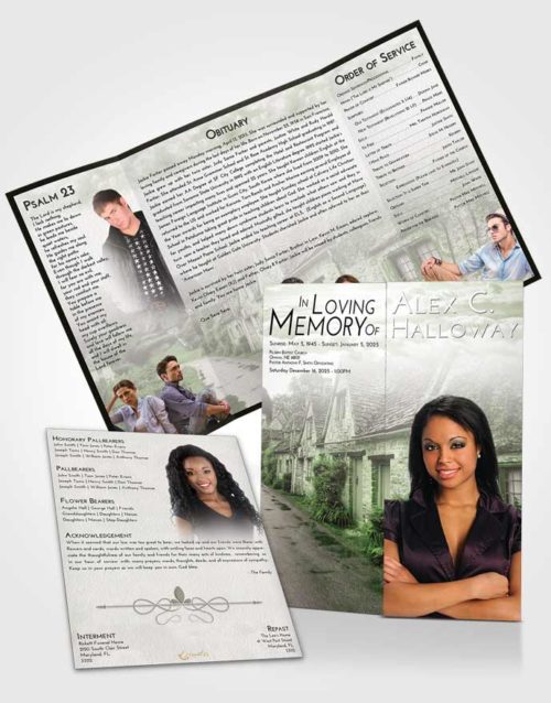 Obituary Funeral Template Gatefold Memorial Brochure Loving European Home