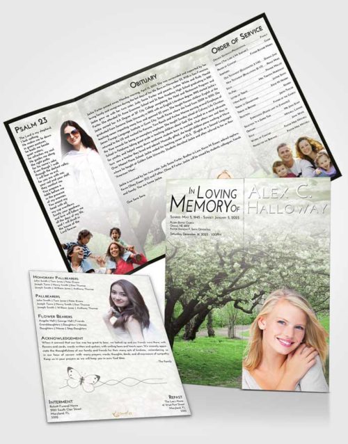 Obituary Funeral Template Gatefold Memorial Brochure Loving Flowering Path