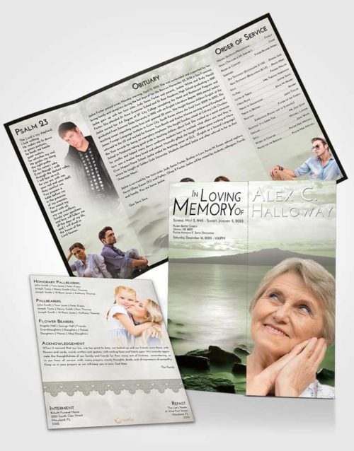Obituary Funeral Template Gatefold Memorial Brochure Loving Lake Front