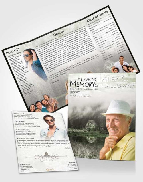 Obituary Funeral Template Gatefold Memorial Brochure Loving Lake House