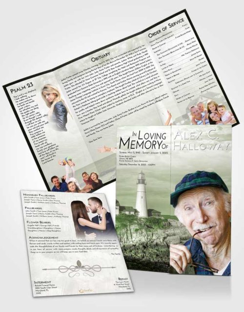 Obituary Funeral Template Gatefold Memorial Brochure Loving Lighthouse Journey